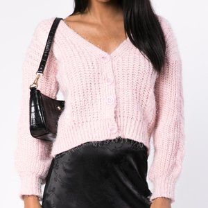 Knit Pink Fuzzy Cardigan (Krista Jumper)